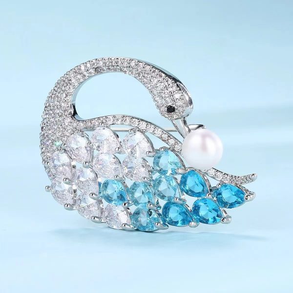 Luxury Sparkling Crystal Swan Brooches For Women - Image 2