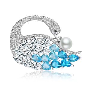 Luxury Sparkling Crystal Swan Brooches For Women