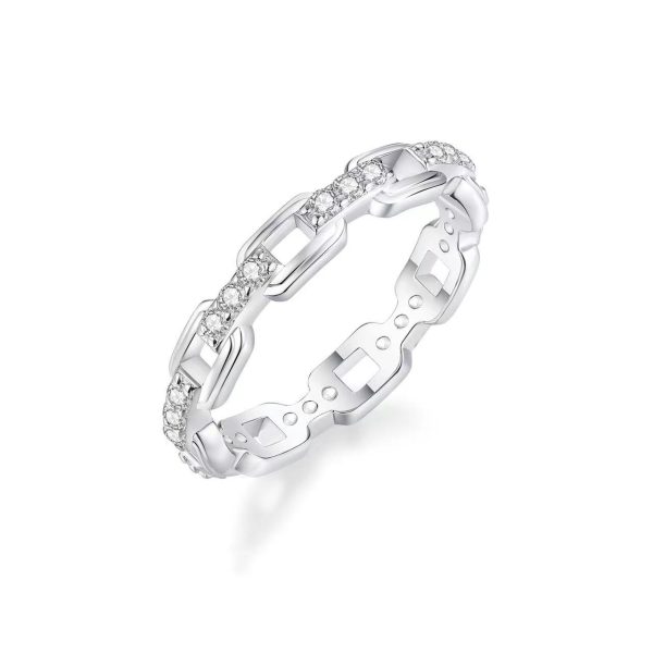 925 sterling silver and zircon chain ring - Image 2