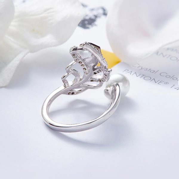 Anillo de perlas de agua dulce con piedras preciosas Swarovski de plata 925 - Image 3