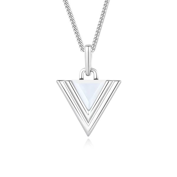 925 silver plated rose gold necklace triangle geometric black onyx pendant - Image 2