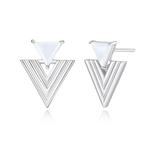925 Silver Triangle Agate Earrings - Image 2