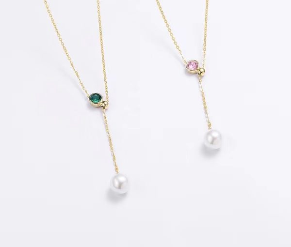 New Necklace Women's 925 Sterling Silver Freshwater Pearl Pendant Fashion Versatile Clavicle Chain Wholesale - Image 2