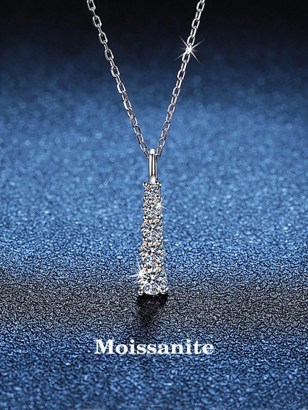 Simple and stylish 925 sterling silver moissanite necklace, perfect for women's daily wear, party, commuting, Valentine's Day, Christmas, Mother's Day jewelry gift Silver