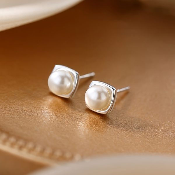 1gu002F0.04oz S925 Sterling Silver Freshwater Pearl Luxury Stud Earrings - Classic Exquisite Ear Jewelry Accessories for Women - Hypoallergenic, Nickel-Free, Durable, and Timeless Designs - Image 2