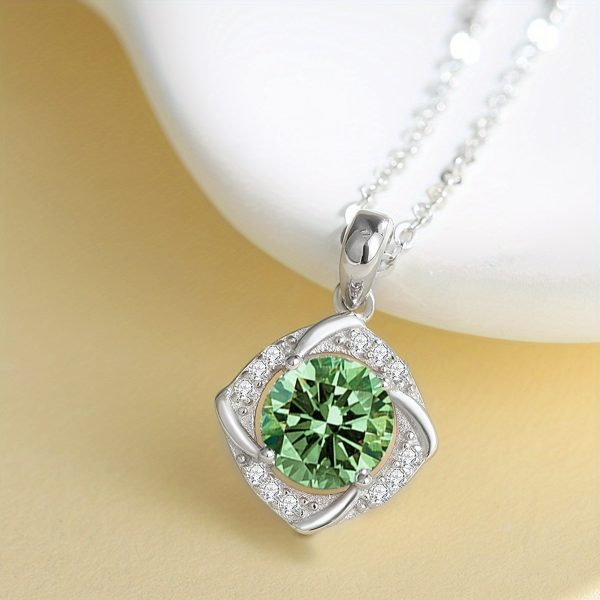 Lady's Moissanite Pendant Set Chain 925 Silver Plated Women's Fashion Accessories - Image 6