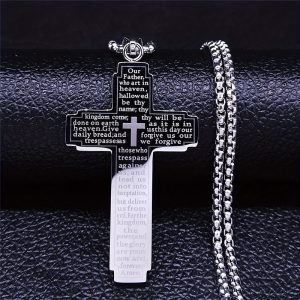 1pc Cross Pendant Stainless Steel Necklace, Men's Retro Jewelry, father's day gift