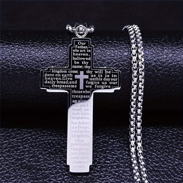 1pc Cross Pendant Stainless Steel Necklace, Men's Retro Jewelry, father's day gift