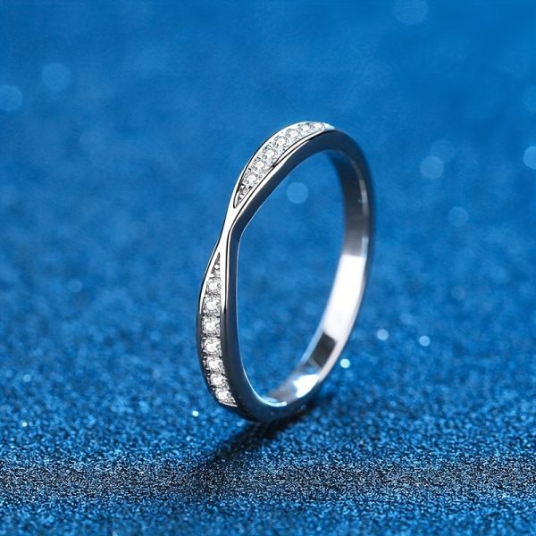AuraBling S925 Simple Cross Moissanite Ring, Couple Ring, With Gift Box And Silver Polishing Cloth - Image 4