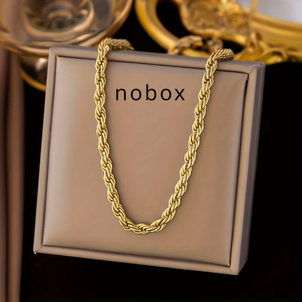 2pcs Gold Plated Stainless Steel Necklace Bracelet Set, Elegant Simple Design, Retro Trendy Versatile Jewelry, Women Couple Street Daily Commute Wedding Holiday Party Accessory - Image 6
