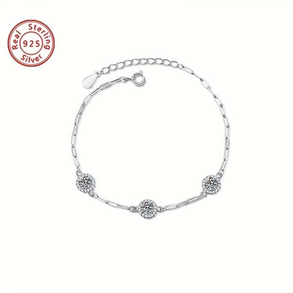 Elegant 925 Sterling Silvery Bracelet with 1.5 Carat White Moissanite - Perfect for Daily Wear, Parties & Special Occasions - Ideal Gift for Her - Image 6