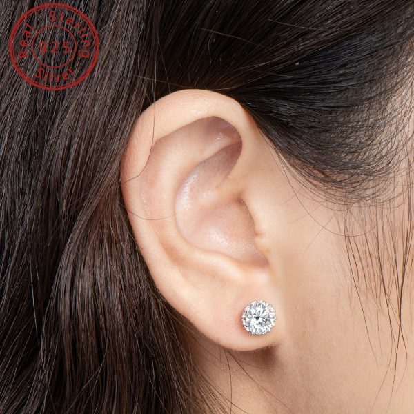 1 Pair Elegant Classic Moissanite Stud Earrings, 6.5mm Round D Color Synthetic Stones, 925 Sterling Silver, 18K Golden Plated, Mother'S Day Gift, All Season Jewelry for Women - Image 8