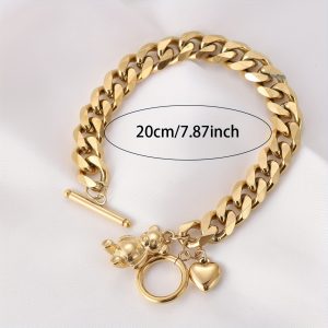 1pc Stylish Unisex Golden Titanium Steel Fashion Bracelet - Hypoallergenic, Water Resistant, Durable, Trendy Accessory for Men and Women - Perfect for Daily Wear, Party, Anniversary, or Gift