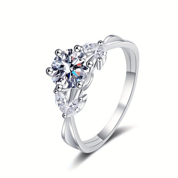 1 Carat Stunning Moissanite Solitaire Engagement Ring - Exquisite Rings for Women, Ideal Mother's Day Gift, Anniversary Present, or Birthday Surprise, Featuring a Dazzling Round Cut Gemstone and a Comfortable, Hypoallergenic Band - Image 2