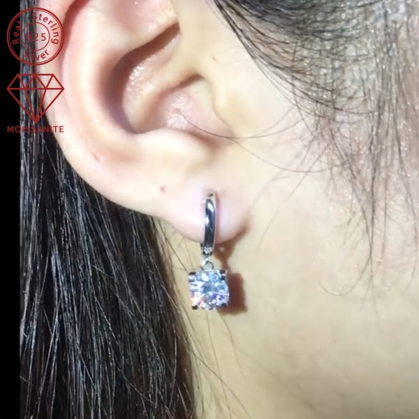 2pcs 925 Sterling Silver Earrings with 5mm Moissanite, 0.5 Carat, Fashion Dangle Earrings, Classic Style, Synthetic Stone, 14K Golden Plated, April Birthstone, for Holiday, Vacation, Wedding, Christmas, All Seasons - Image 10