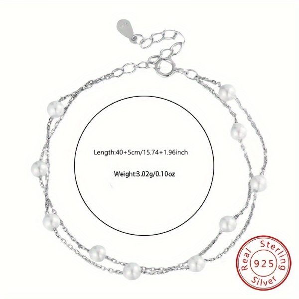 1pc Exquisite S925 Sterling Silver Double Layer Shell Pearl Necklace - Elegant Collarbone Chain with Luminous Pearls and Delicate Craftsmanship - Perfect Gift for Women on Birthday, Mother's Day, Valentine's Day - Image 5