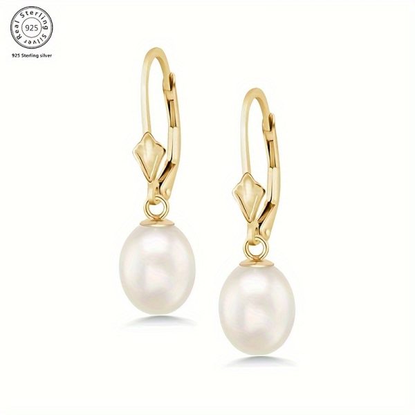 Women's Freshwater Pearl Drop Earrings, 18k Gold Plated Freshwater Pearl Earrings, Suitable For All Occasions, With A Beautiful Gift Box