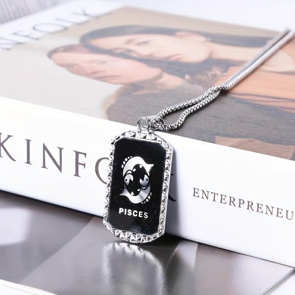 1pc Unique Zodiac Pendant Necklace - Laser-Engraved Double-Sided Stainless Steel Chain Necklace with 12 Zodiac Signs, Trendy Hip Hop Design, Perfect for Holiday Party, Father's Day Gift, Men's Accessories, and Birthday Present - Image 17
