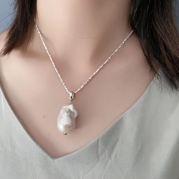 Elegant Baroque Freshwater Pearl Pendant Necklace for Women, 925 Sterling Silver Clasp, Versatile Detachable Design, Fashion Theme, Suitable for Ages 18+, Gift Box Included - Image 3