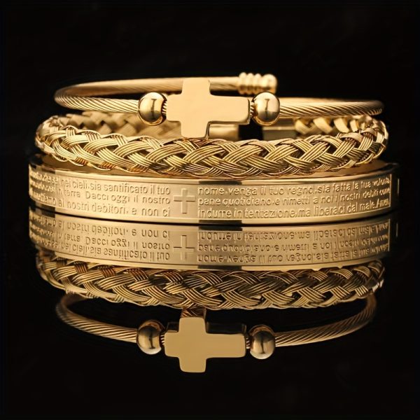 3pcs Exquisite Roman Braided Hook Bangle Set - Fashion Jewelry for Men and Women - Temperament Accessories with Elegant Design and Premium Quality - Image 6