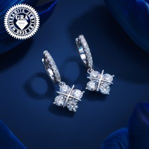 Silver One-of-a-kind 0.5ct*8pcs Moissanite Earrings Jewelry With Certificate Men's And Women's Fashion Earrings Birthday Party Gift Small Fragrance Design Black Friday Halloween Gift Christmas Gift Wedding Essentials With Gift Box