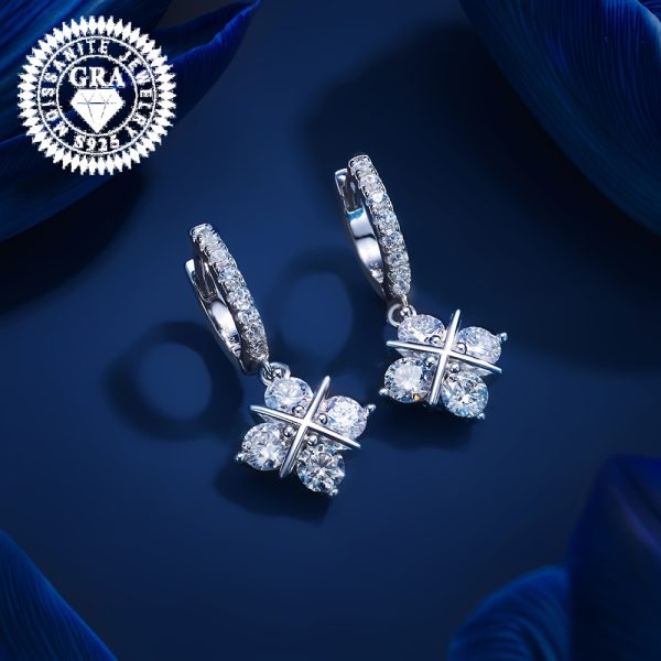Silver One-of-a-kind 0.5ct*8pcs Moissanite Earrings Jewelry With Certificate Men's And Women's Fashion Earrings Birthday Party Gift Small Fragrance Design Black Friday Halloween Gift Christmas Gift Wedding Essentials With Gift Box
