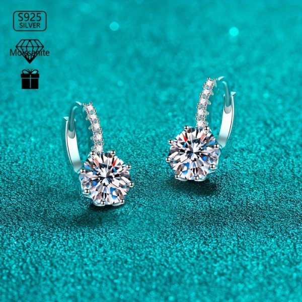 4 carat D color VVS1 moissanite diamond earrings flower design, fashion luxury style hoop earrings for engagement, wedding, bridal wear, valentine's day holiday party jewelry gifts - Image 6