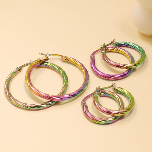 3 Pairs Set Of Tiny Delicate Hoop Earrings Stainless Steel 18K Gold Plated Jewelry Simple Vintage Style Female Gift - Image 6