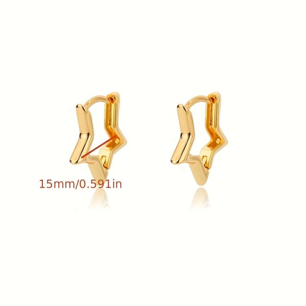 Shimmering Starry Love - 1 Pair Hypoallergenic Stainless Steel Golden Earrings, Chic Couple Jewelry for Enduring Style - Image 4