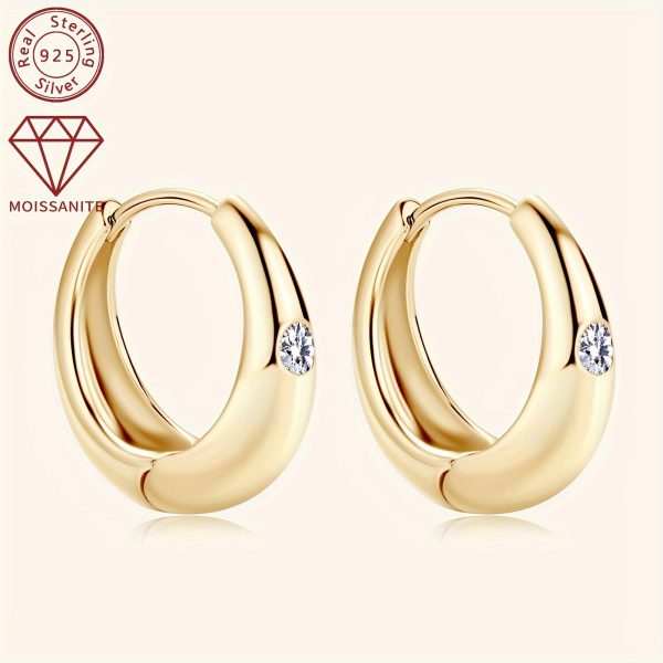 1 Pair Moissanite Earrings 925 Sterling Silvery Ladies Fashion Ring Earrings Round 2.5mm Moissanite Earrings Fashion Simple Daily Earrings, Silvery Weight 4.36g, Moissanite 2.5mm*2pcs, Carat 0.06ct*2pcs - Image 8