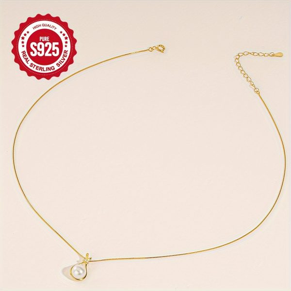 1pc Elegant Simple Style S925 Sterling Silver Freshwater Pearl Pendant Necklace for Women, 2.4g, Daily Wear & Gift, All-Season Jewelry - Image 3