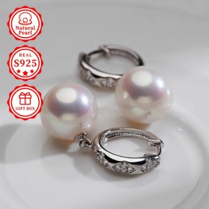 Elegant Freshwater Pearl Drop Earrings for Women - 11-12mm Natural Pearls, S925 Silvery, Perfect for Weddings & Gifts, Includes Gift Box