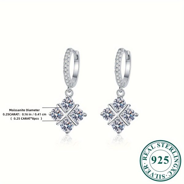 Silver One-of-a-kind 0.5ct*8pcs Moissanite Earrings Jewelry With Certificate Men's And Women's Fashion Earrings Birthday Party Gift Small Fragrance Design Black Friday Halloween Gift Christmas Gift Wedding Essentials With Gift Box - Image 3