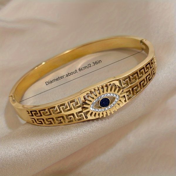 1pc Vintage Black Eyes Design Stainless Steel Bangle, For Men Women Couple - Image 4