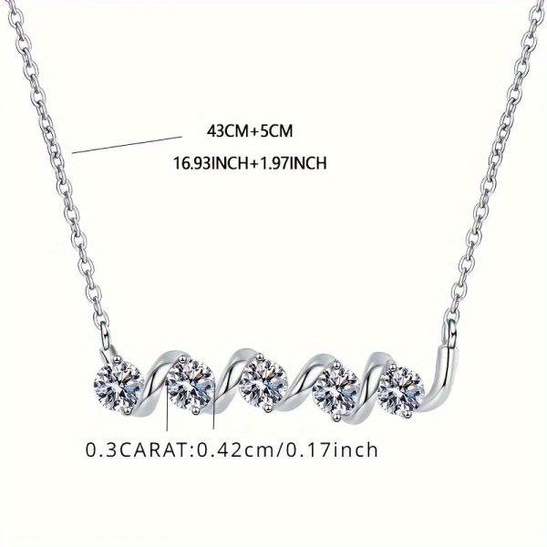 S925 Sterling Silver 1.5 Carat Moissanite Necklace Light Luxury Luxury Cold Style Men's And Women's Fashion Trend Collarbone Chain Light Luxury Niche Elegant Romantic Sweet Creative Personality Lively Fresh Simple Classic Casual Daily Wear Dating - Image 4