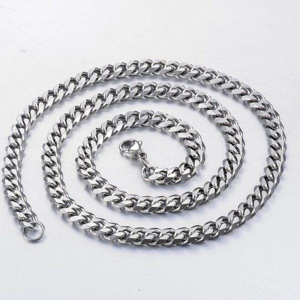1pc Men's Stainless Steel Cuban Link Chain Necklace, Artificial Jewelry Accessories, 3.0mmu002F5.0mmu002F7.0mm Length 60cmu002F23.62'' - Image 12
