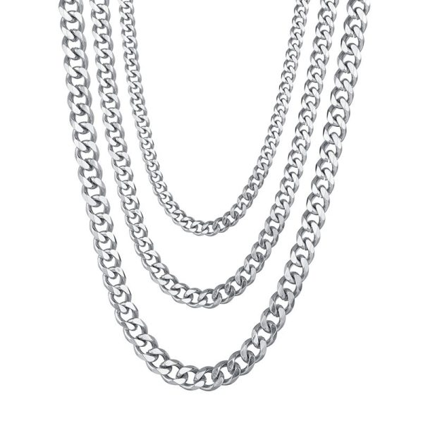1pc Men's Stainless Steel Cuban Link Chain Necklace, Artificial Jewelry Accessories, 3.0mmu002F5.0mmu002F7.0mm Length 60cmu002F23.62'' - Image 13