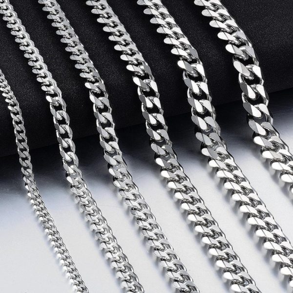 1pc Men's Stainless Steel Cuban Link Chain Necklace, Artificial Jewelry Accessories, 3.0mmu002F5.0mmu002F7.0mm Length 60cmu002F23.62'' - Image 10