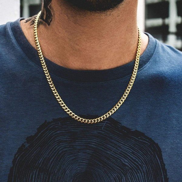 1pc Men's Stainless Steel Cuban Link Chain Necklace, Artificial Jewelry Accessories, 3.0mmu002F5.0mmu002F7.0mm Length 60cmu002F23.62'' - Image 3