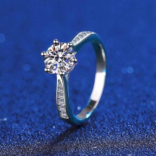 1 Carat Moissanite S925 Sterling Silver AuraBling Same Style Micro-set Six-claw Ring D Color - Image 6