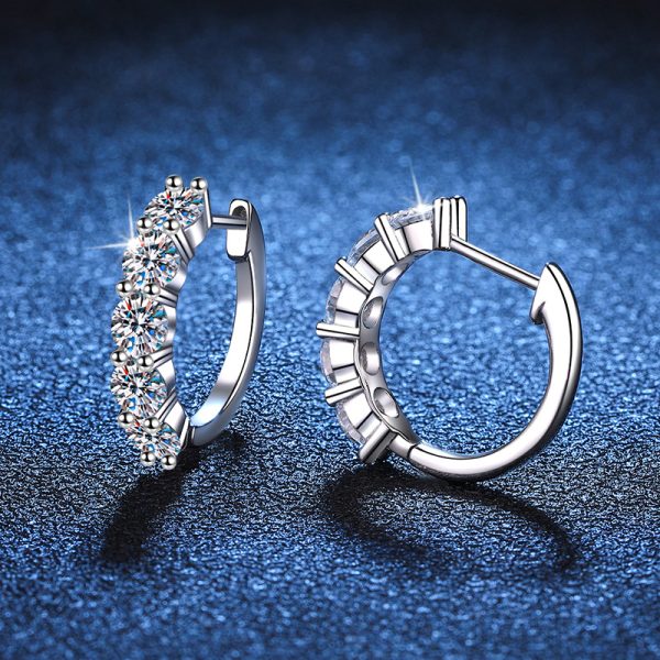 1 Pair AuraBling S925 Sterling Silver Moissanite Hoop Earrings - Hypoallergenic, Durable, and Sparkling Birthday or Holiday Gift for Her - Image 2