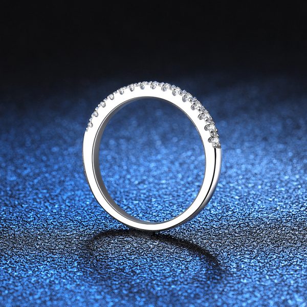 AuraBling Radiant Moissanite Ring - Dazzling S925 Sterling Silver Unisex Design - Rows of Timeless Sparkle - Image 4