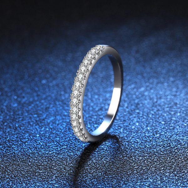 AuraBling Radiant Moissanite Ring - Dazzling S925 Sterling Silver Unisex Design - Rows of Timeless Sparkle - Image 2