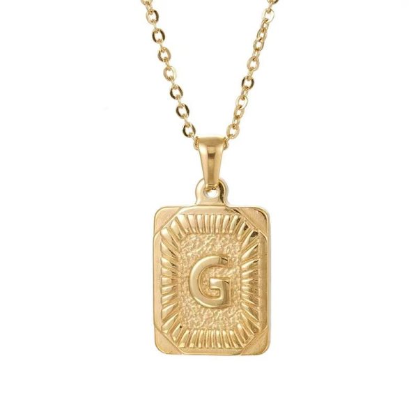 Hip Hop 18K Gold Plated Stainless Steel Letter Necklace Golden Letter Pendant Necklace - Image 13