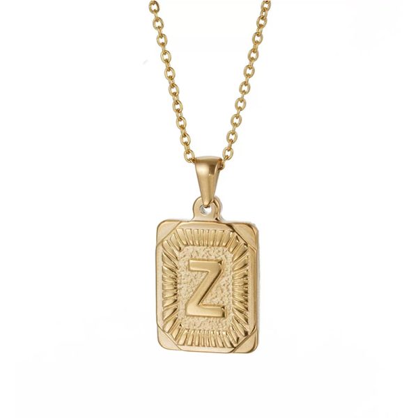 Hip Hop 18K Gold Plated Stainless Steel Letter Necklace Golden Letter Pendant Necklace - Image 29