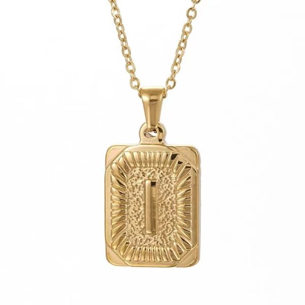 Hip Hop 18K Gold Plated Stainless Steel Letter Necklace Golden Letter Pendant Necklace - Image 17