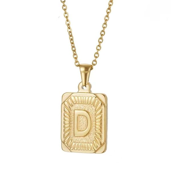 Hip Hop 18K Gold Plated Stainless Steel Letter Necklace Golden Letter Pendant Necklace - Image 10