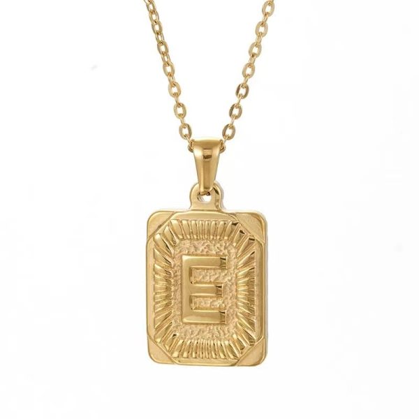 Hip Hop 18K Gold Plated Stainless Steel Letter Necklace Golden Letter Pendant Necklace - Image 11