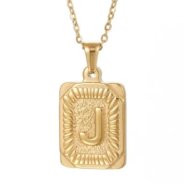 Hip Hop 18K Gold Plated Stainless Steel Letter Necklace Golden Letter Pendant Necklace - Image 3