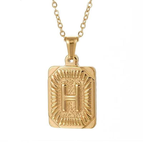 Hip Hop 18K Gold Plated Stainless Steel Letter Necklace Golden Letter Pendant Necklace - Image 15